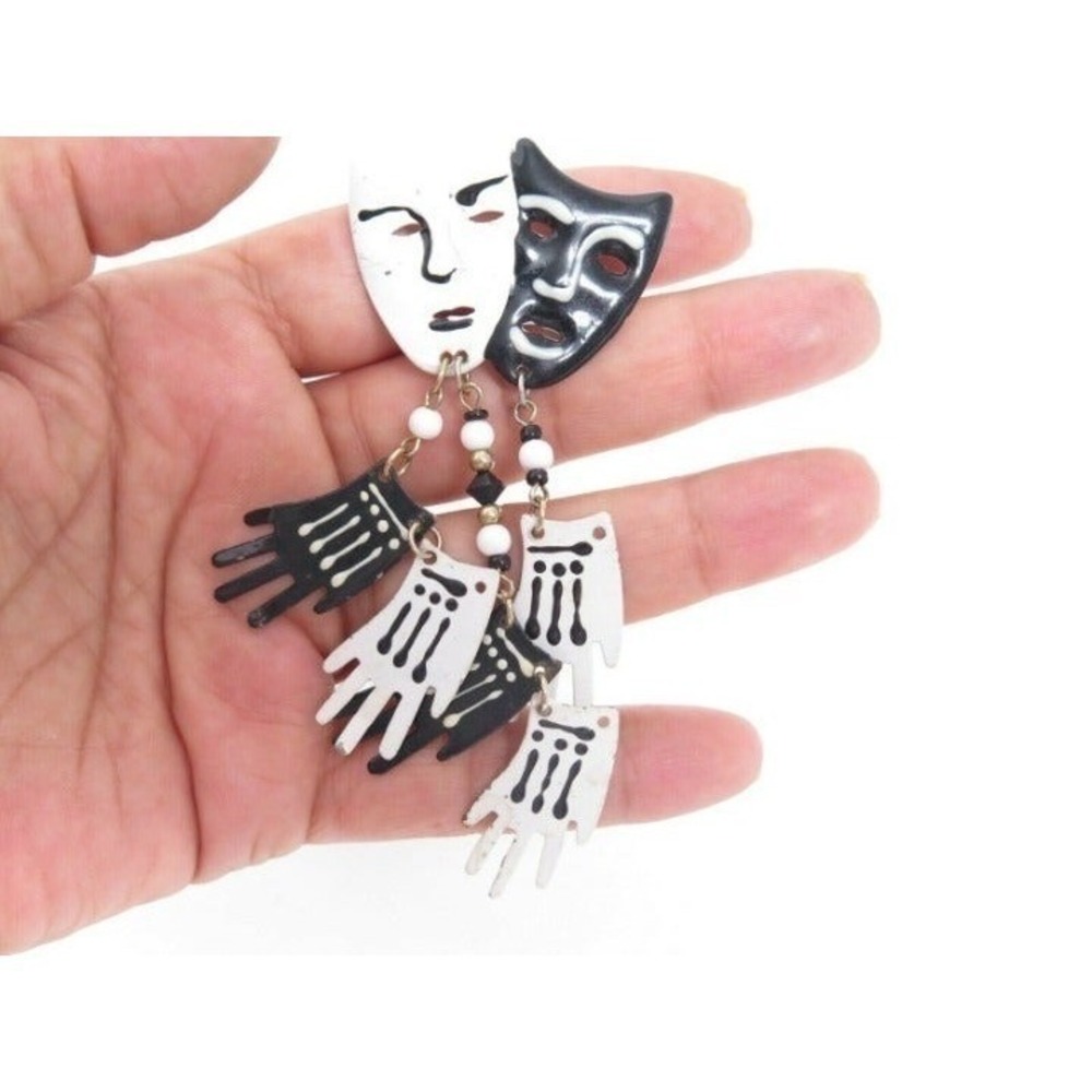 VINTAGE COMEDY TRAGEDY DRAMA MASK‎ PIN BROOCH